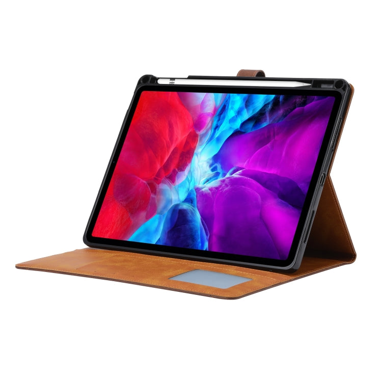 Sandsberg | Für iPad Air 11 2024 / Air 2022/2020 10,9 Kalbsledertextur Doppelfaltverschluss Leder Tablet Hülle (Kaffee)