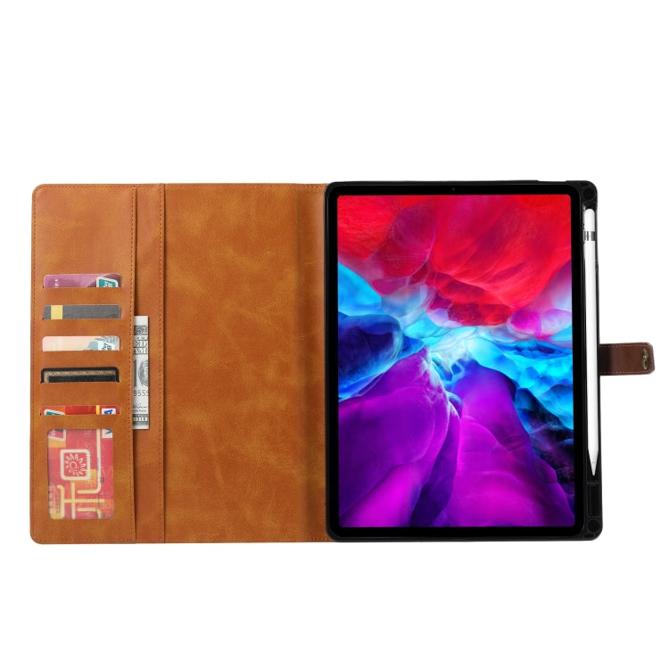 Sandsberg | Für iPad Air 11 2024 / Air 2022/2020 10,9 Kalbsledertextur Doppelfaltverschluss Leder Tablet Hülle (Kaffee)