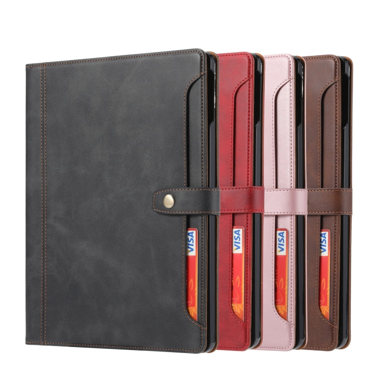 Sandsberg | Für iPad Air 11 2024 / Air 2022/2020 10,9 Kalbsledertextur Doppelfaltverschluss Leder Tablet Hülle (Kaffee)
