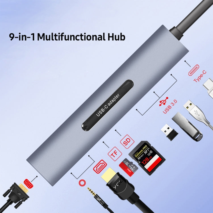 Sandsberg | V161B 9-in-1 Typ-C zu HD / VGA / USB3.0 / SD / 3.5mm Audio / TF-Kartenleser HUB