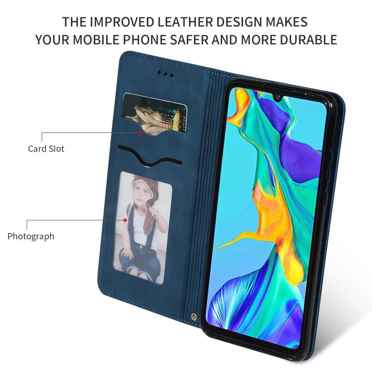 Sandsberg | Retro Skin Feel Business Magnetic Horizontal Flip Leather Case für Huawei P30 (Marineblau)