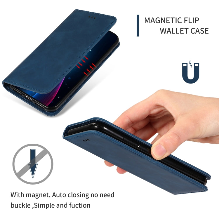Sandsberg | Retro Skin Feel Business Magnetic Horizontal Flip Leather Case für Huawei P30 (Marineblau)