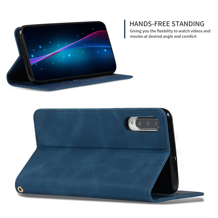 Sandsberg | Retro Skin Feel Business Magnetic Horizontal Flip Leather Case für Huawei P30 (Marineblau)