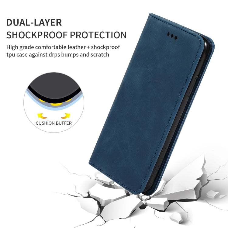 Sandsberg | Retro Skin Feel Business Magnetic Horizontal Flip Leather Case für Huawei P30 (Marineblau)