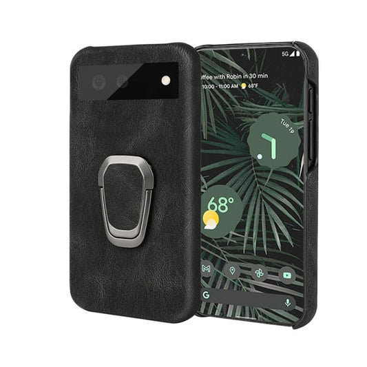 Für Google Pixel 6 Pro Ringhalter PU Handytasche (Schwarz)