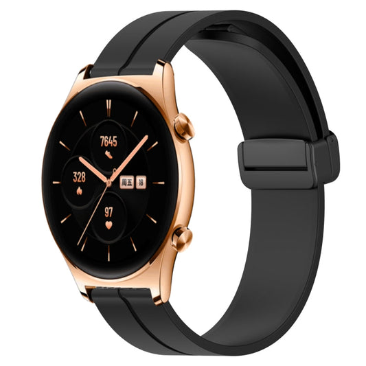 Sandsberg | Für Honor Watch GS 3 22mm Einfarbiger Magnetverschluss Silikon Uhrenarmband (Schwarz)