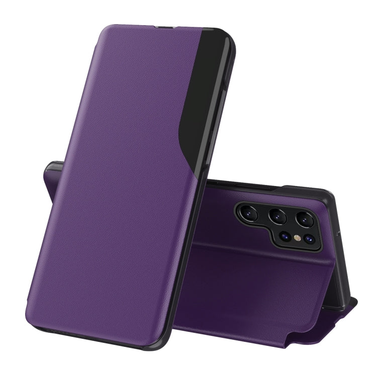 Für Samsung Galaxy S24 Ultra 5G Attraction Flip Holder Leder Handyhülle (Violett)