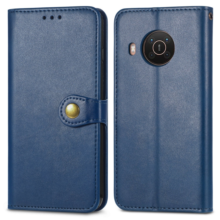 Sandsberg | Für Nokia X10 / X20 Retro Einfarbig Schnallenleder Handyhülle (Blau)