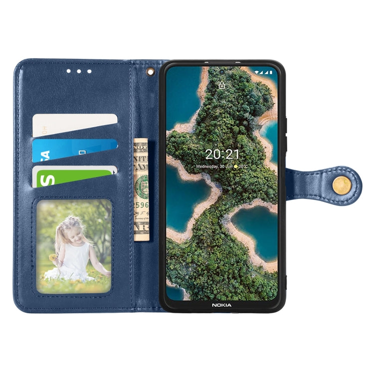 Sandsberg | Für Nokia X10 / X20 Retro Einfarbig Schnallenleder Handyhülle (Blau)