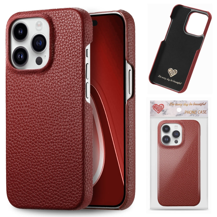 Sandsberg | Für iPhone 15 Pro Max Litchi Oil Edge Leder Rückschale Handyhülle (Rot)
