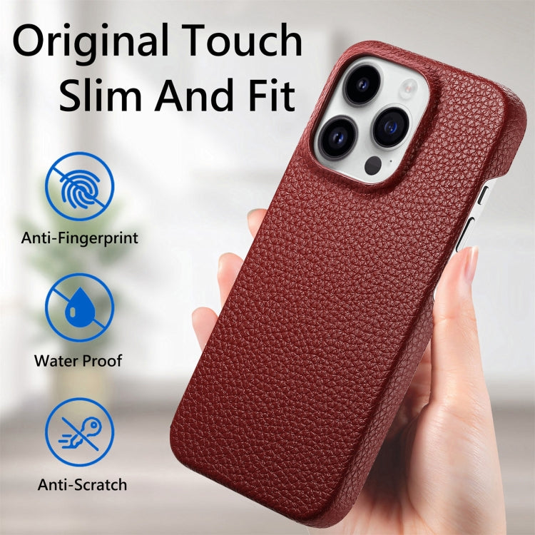 Sandsberg | Für iPhone 15 Pro Max Litchi Oil Edge Leder Rückschale Handyhülle (Rot)