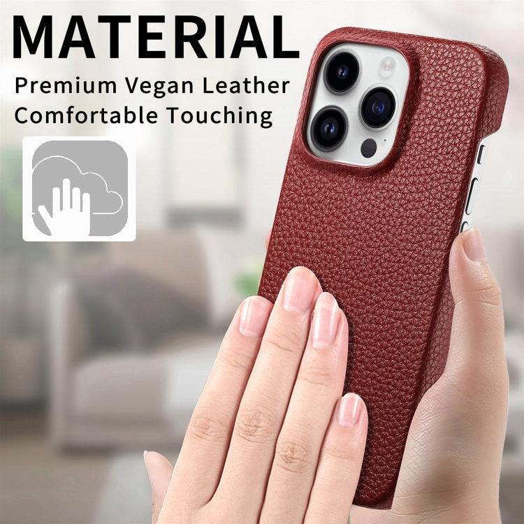 Sandsberg | Für iPhone 15 Pro Max Litchi Oil Edge Leder Rückschale Handyhülle (Rot)