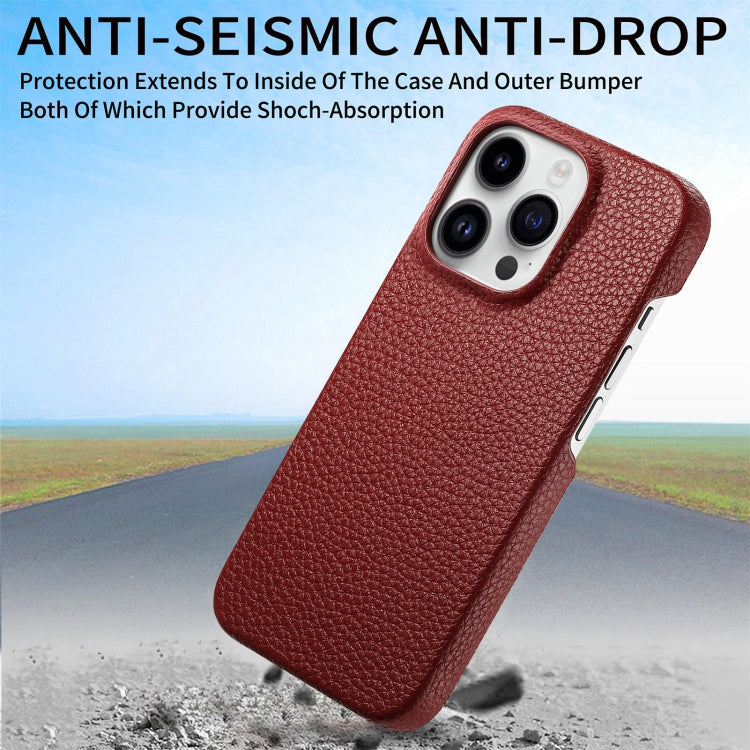 Sandsberg | Für iPhone 15 Pro Max Litchi Oil Edge Leder Rückschale Handyhülle (Rot)