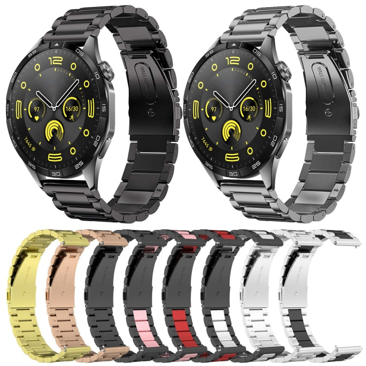 Sandsberg | Für Huawei Watch GT4 46mm Drei Perlen Edelstahl Metall Armband (Schwarz+Rot)