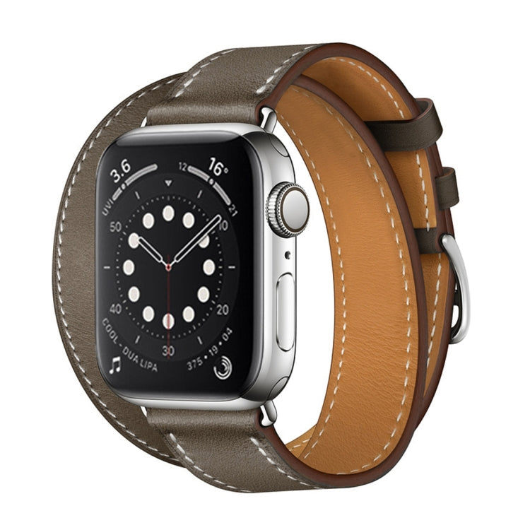 Sandsberg | Für Apple Watch 3 / 2 / 1 Generation 38mm Universal Leder Doppel-Schleifen-Uhrenarmband (grau)