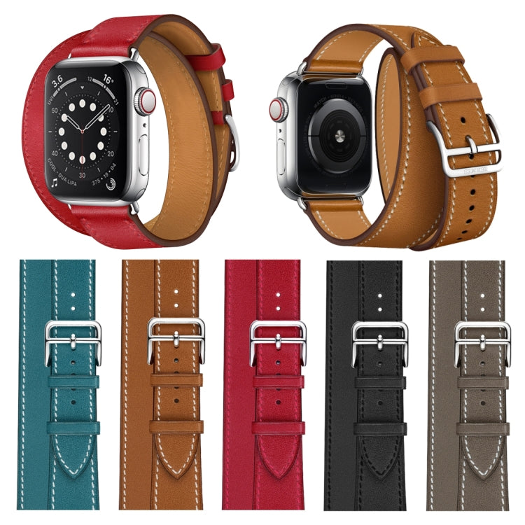 Sandsberg | Für Apple Watch 3 / 2 / 1 Generation 38mm Universal Leder Doppel-Schleifen-Uhrenarmband (grau)