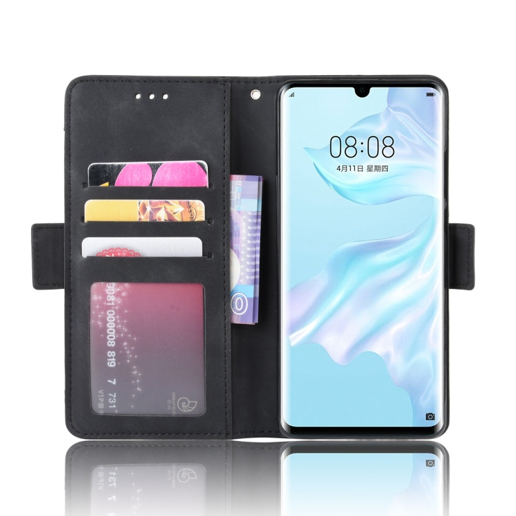 Sandsberg | Geldbörse Stil Hautgefühl Kalb Muster Lederhülle Für Huawei P30 Pro, mit Separatem Kartenfach (Schwarz)