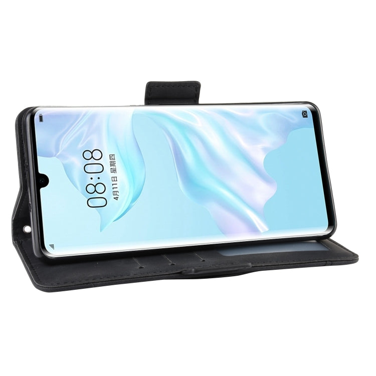 Sandsberg | Geldbörse Stil Hautgefühl Kalb Muster Lederhülle Für Huawei P30 Pro, mit Separatem Kartenfach (Schwarz)