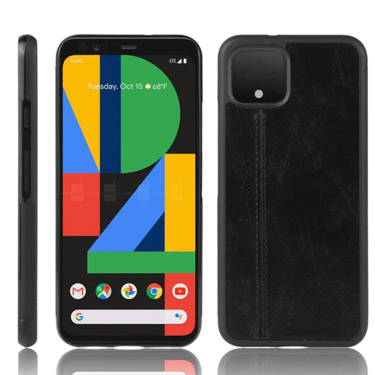 Für Google Pixel 4 XL Stoßsichere Näh-Kuhmuster-Haut PC + PU + TPU Hülle (Schwarz)