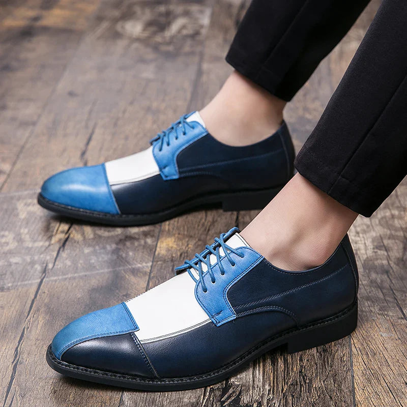 Goldene Sapling Party Schuhe Herren Retro Leder Casual Retro Patchwork Leder Flachformelle Hochzeit Oxfords
