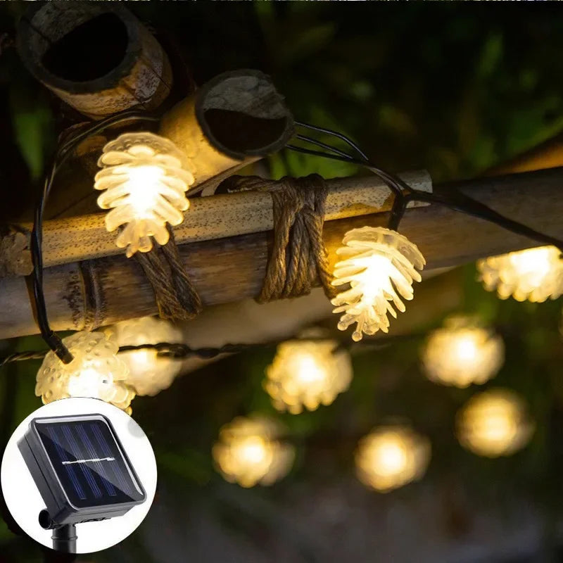 Solarbetriebene LED Tannenzapfen Lichterkette Weihnachtsbeleuchtung
