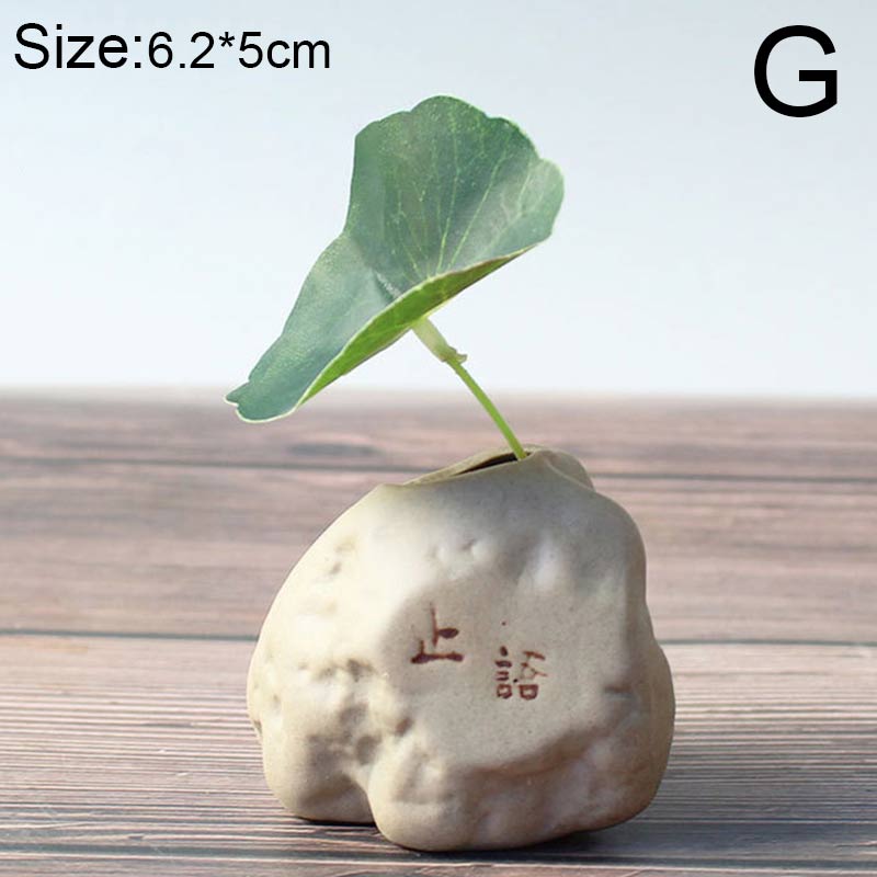 Steinform Kleine Vase Home Desktop Kreative Ornamente Keramik Steinzeug Zen Hydroponische Pflanzentöpfe Kleine frische Blumeneinsätze