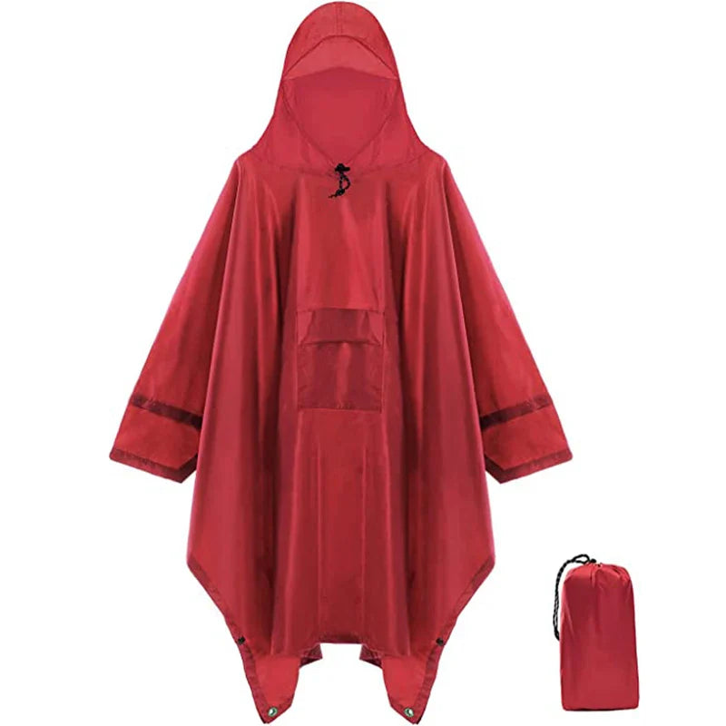 3-in-1 Outdoor Militär Regenmantel - Wasserdicht, Multifunktionales Herren- und Damen-Poncho - Motorrad Regenbekleidung und Picknickdecke