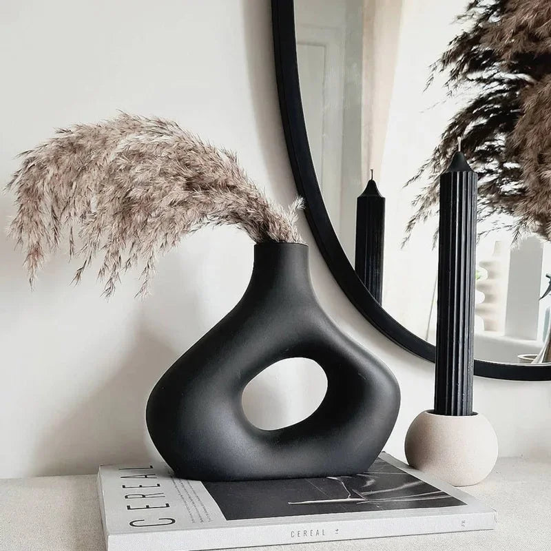 Stylish black and white ceramic vase