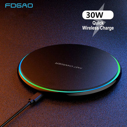Sandsberg | 30W Schnelles Wireless-Ladepad | Premium USB C Ladekabel MagSafe Ladegerät für Apple iPhone, Samsung & Android - Schnelles Wireless-Ladepad