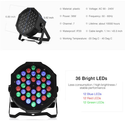 Sandsberg | 36W RGB LED Bühnenlicht - Professionelle DMX512 Sprachsteuerung Disco Licht für KTV Bar Party DJ, dekorative Effektprojektion