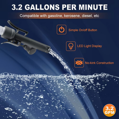 Sandsberg | Erweiterte 3.2GPM Auto-Stopp DC 12V Kraftstoffübertragungspumpe mit Leckschutz & 4-Tank-Adapter