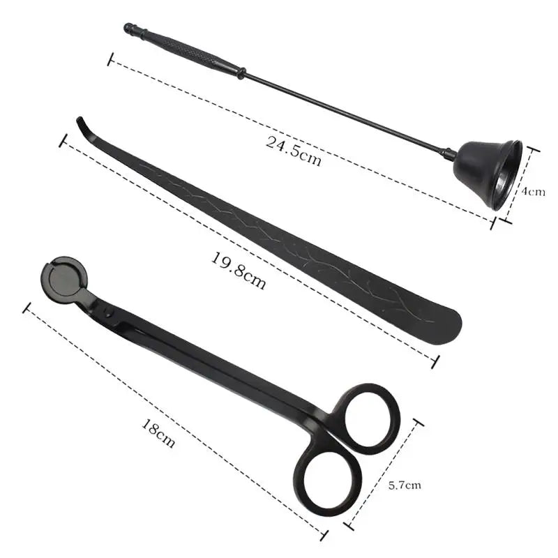 3-teiliges Kerzenpflege-Set - Edelstahl Docht-Schneider, Schere, Auslöscher-Haken, tragbare Kerzenzubehör für den Hausgebrauch