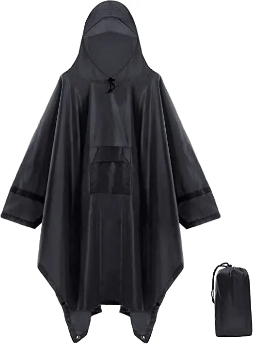 3-in-1 Outdoor Militär Regenmantel - Wasserdicht, Multifunktionales Herren- und Damen-Poncho - Motorrad Regenbekleidung und Picknickdecke