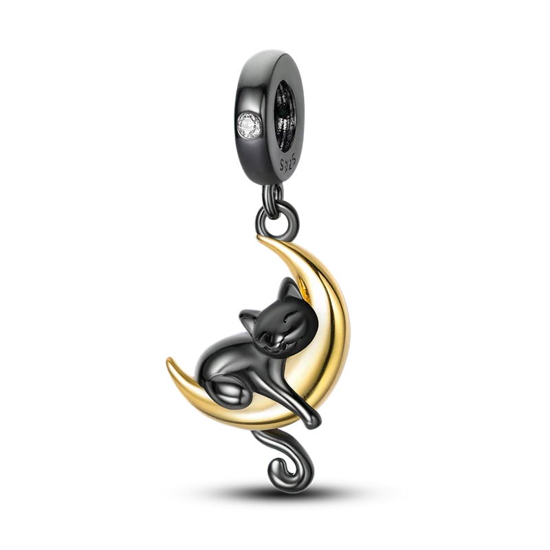 925 Silber Goldener Leopard Charms Perlen Bunte Chamäleon Nashorn Löwe Skarabäus Katze Anhänger Passend für Original Pandora Armband Schmuck