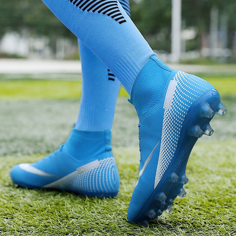 Turf Fußballschuhe Hohe Knöchel Futsal Männer Ag Tf Outdoor Atmungsaktive Fußball Stiefel Rutschfeste Trainer