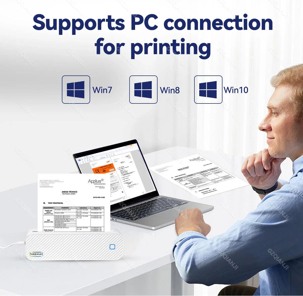 Sandsberg | Tragbarer tintenloser Bluetooth A4 Thermodrucker