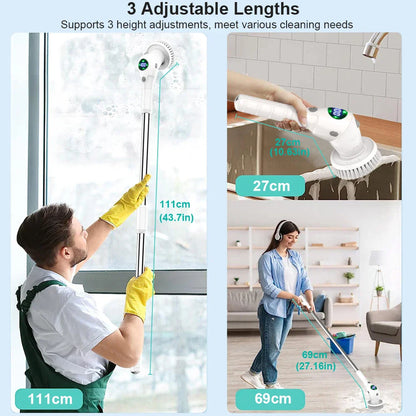 Sandsberg | Einfache Reinigungslösung: 8-in-1 Multifunktionale elektrische Reinigungsbürste - Kabellos und rotierend für Bad, Küche, Fenster und Toilette