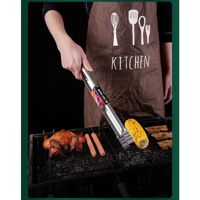 1Stk Extra Lange Outdoor Camping Grillzange: 45CM Edelstahl Küchenzange zum Kochen und Grillen - Langlebige Grillclips