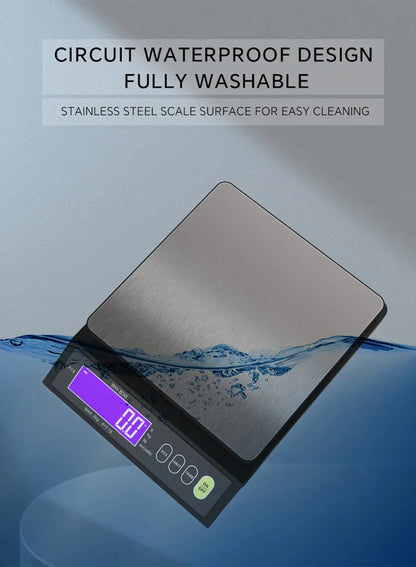 Sandsberg | 5 kg/0,1 g und 10 kg/1 g digitale elektronische Küchenwaage, LCD-Display, vollständig wasserdichtes Edelstahlbackwerkzeug