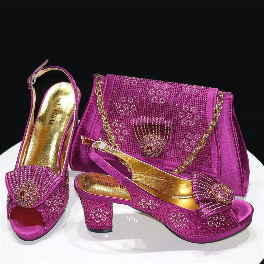 MEOD Italienisches Schuh- und Taschen-Set Neue 2024 Damenschuhe und Taschen-Set In Italien silberne italienische Schuhe mit passender Tasche !P769