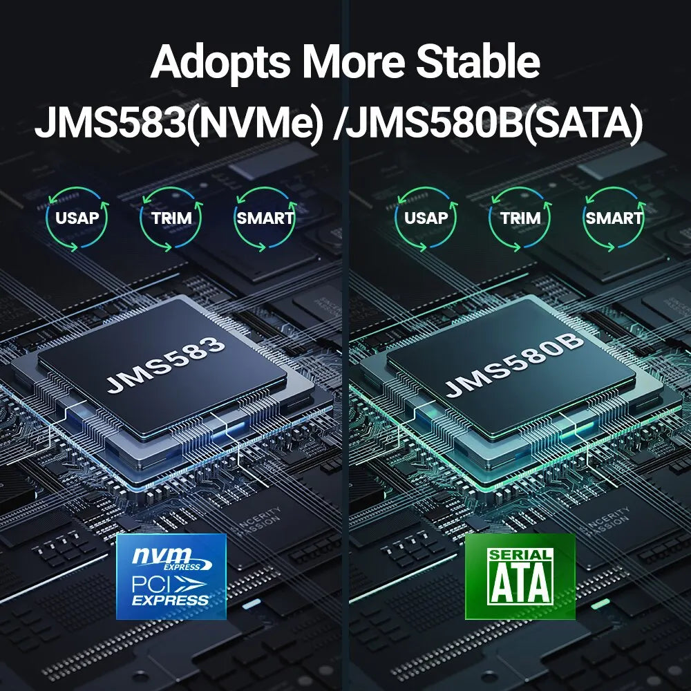 SwiftOpslag | M.2 NVMe/SATA SSD Gehäuse | USB 3.2 Gen 2 | Aluminium Gehäuse.