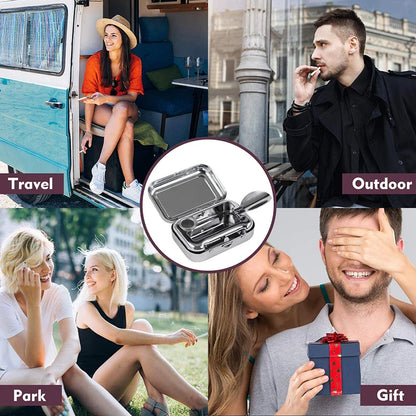 Mini tragbare Metall Zigaretten Aschenbecher mit verriegelbarem Deckel - Modische Desktop Aschenbecher - Taschenaschenbecher Geschenk für Männer