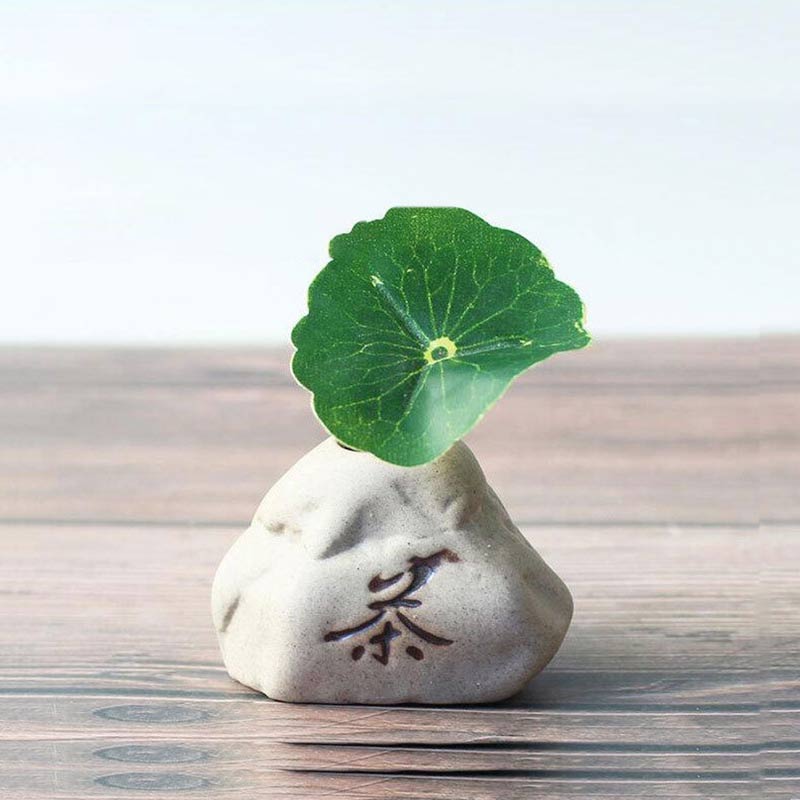 Steinform Kleine Vase Home Desktop Kreative Ornamente Keramik Steinzeug Zen Hydroponische Pflanzentöpfe Kleine frische Blumeneinsätze