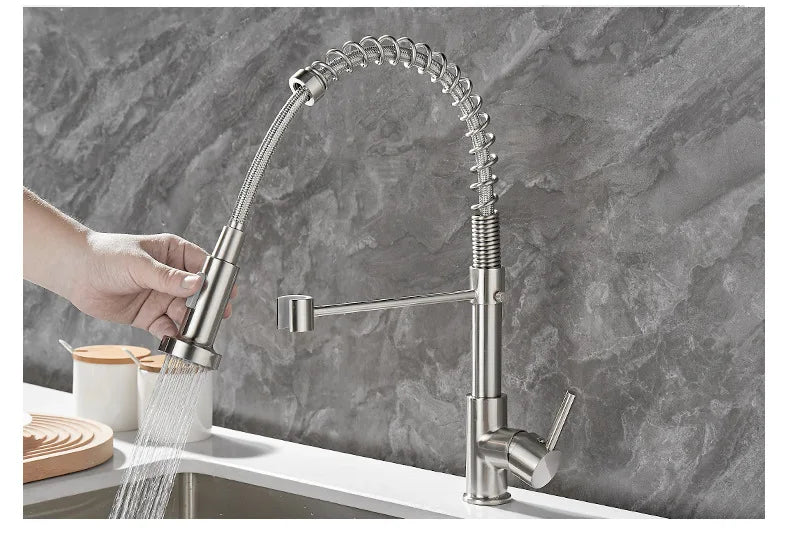 Wasserhahn mit Doppeltem Auslauf – Hochwertiger Wasserhahn für Flexibles Spülen, Einfache Installation, Ideal für Moderne Küchen, Schwenkbar und Robust