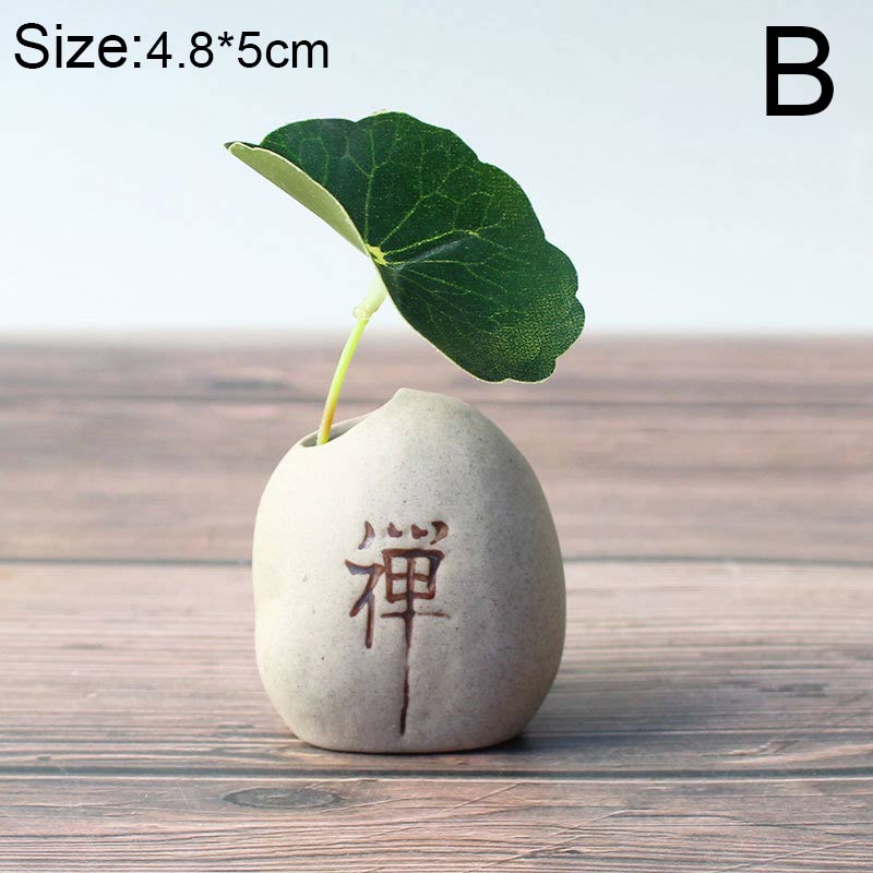 Steinform Kleine Vase Home Desktop Kreative Ornamente Keramik Steinzeug Zen Hydroponische Pflanzentöpfe Kleine frische Blumeneinsätze