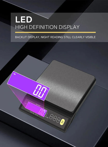 Sandsberg | 5 kg/0,1 g und 10 kg/1 g digitale elektronische Küchenwaage, LCD-Display, vollständig wasserdichtes Edelstahlbackwerkzeug
