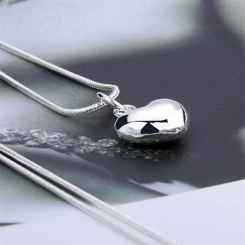 925 Sterling Silber Solide Kleine Herzanhänger Halskette 16-30 Zoll Schlangenkette Für Frauen Hochzeit Charm Mode Schmuck