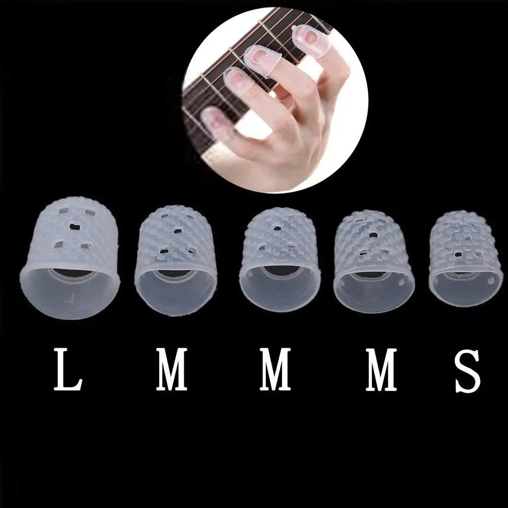 5 Stück Fingerabdeckungen Anti-Rutsch Handschuhe - Entlastung Spiel Schmerz Hände Mantel für Ukulele, E-Gitarre, Saiteninstrumente