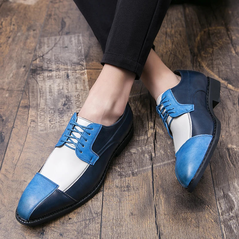 Goldene Sapling Party Schuhe Herren Retro Leder Casual Retro Patchwork Leder Flachformelle Hochzeit Oxfords