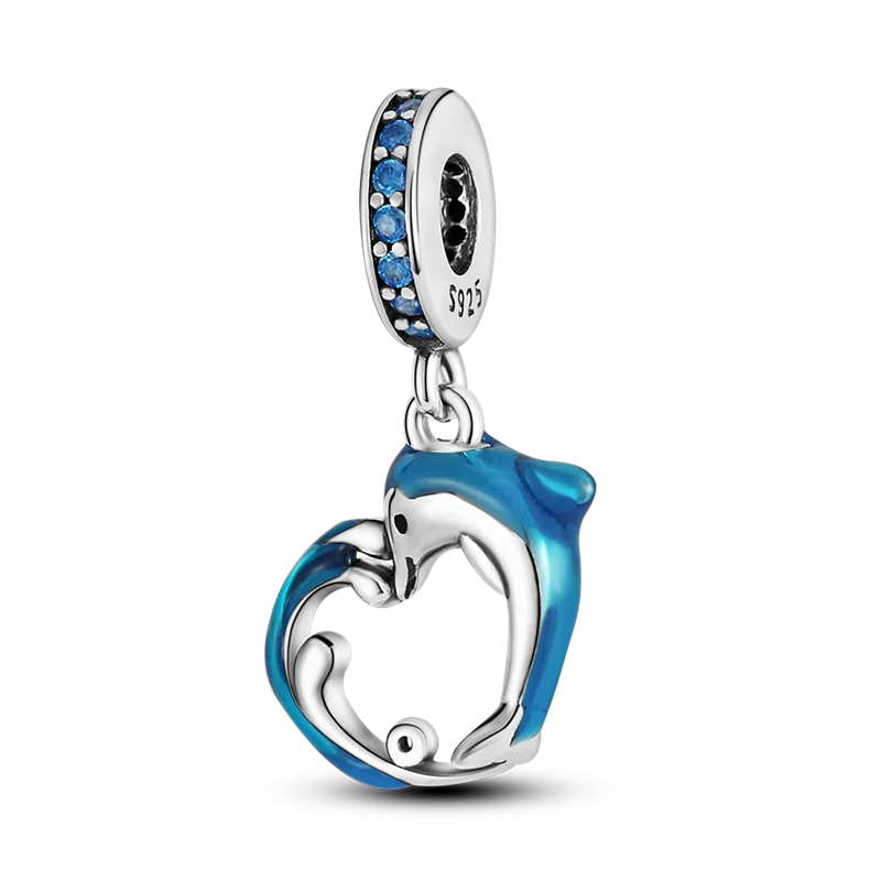 925 Silber Goldener Leopard Charms Perlen Bunte Chamäleon Nashorn Löwe Skarabäus Katze Anhänger Passend für Original Pandora Armband Schmuck